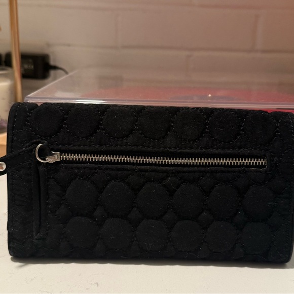 Vera Bradley Black Quilted Wallet Check Book Clutch Y2K - Picture 2 of 5